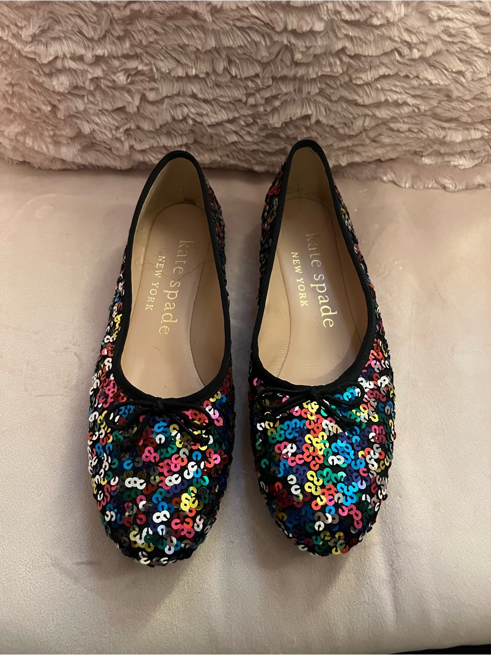 kate spade Black Multicolor Sequin Ballet Flats